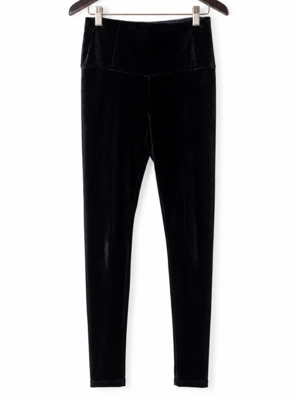KD Style Women’s M Black Velvet High Waist Skinny Pants Leggings Stretch Velour